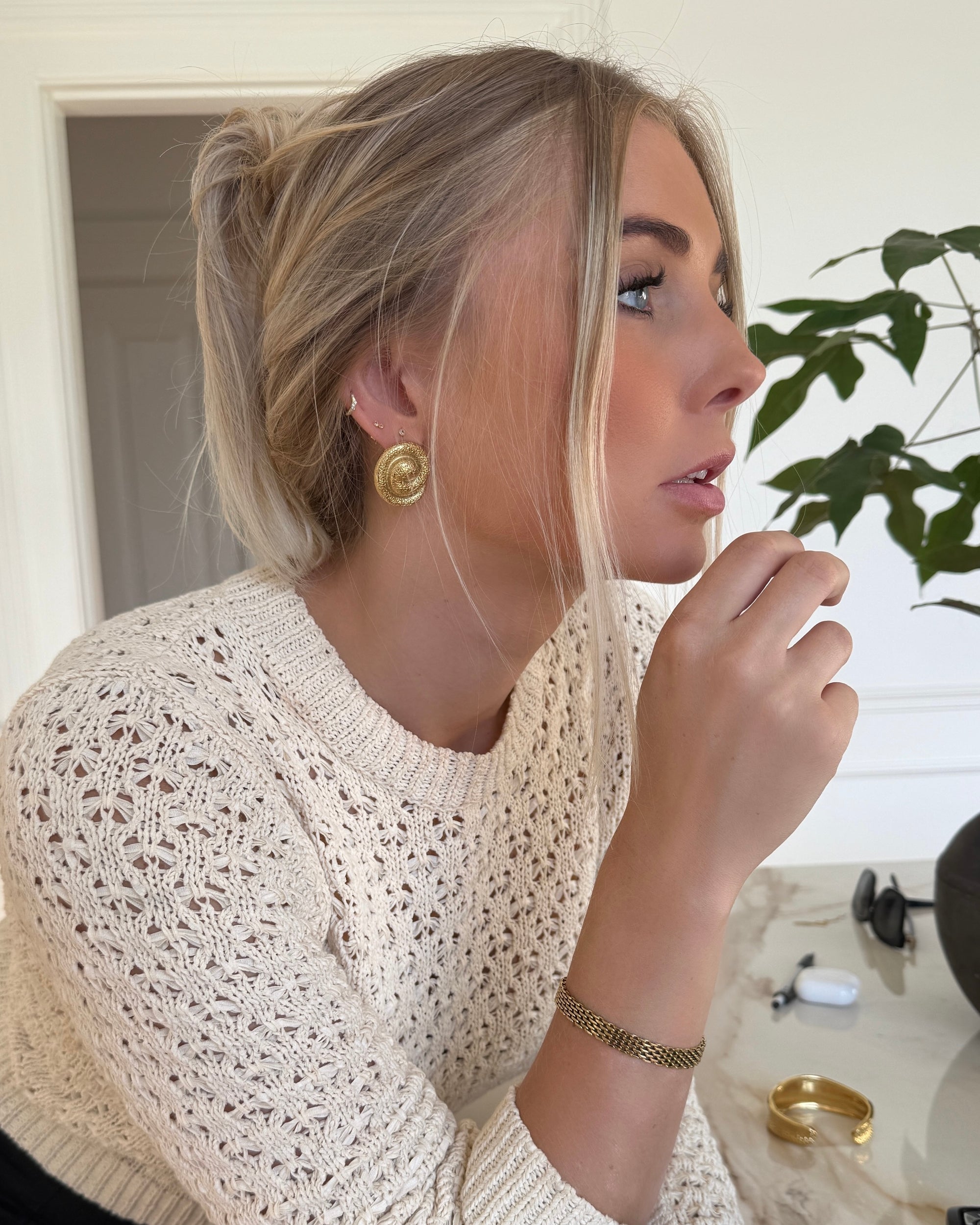 Swirl Earrings - Forgyldt