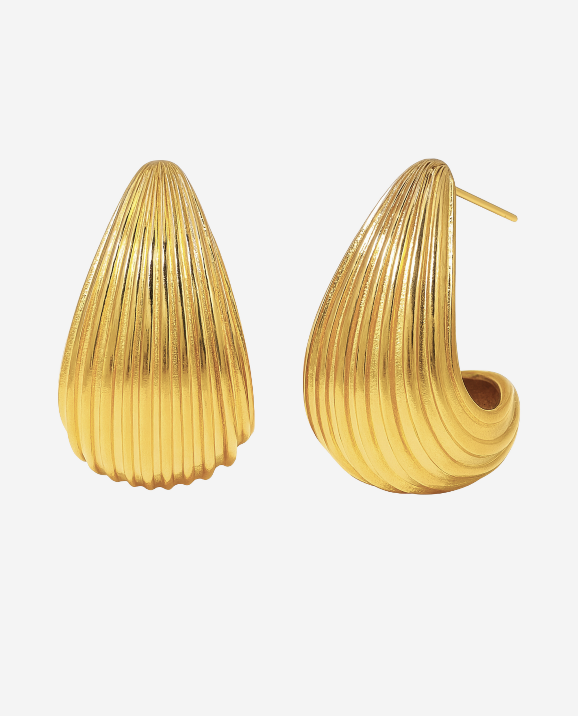 Grooved Drop Earrings - Forgyldt