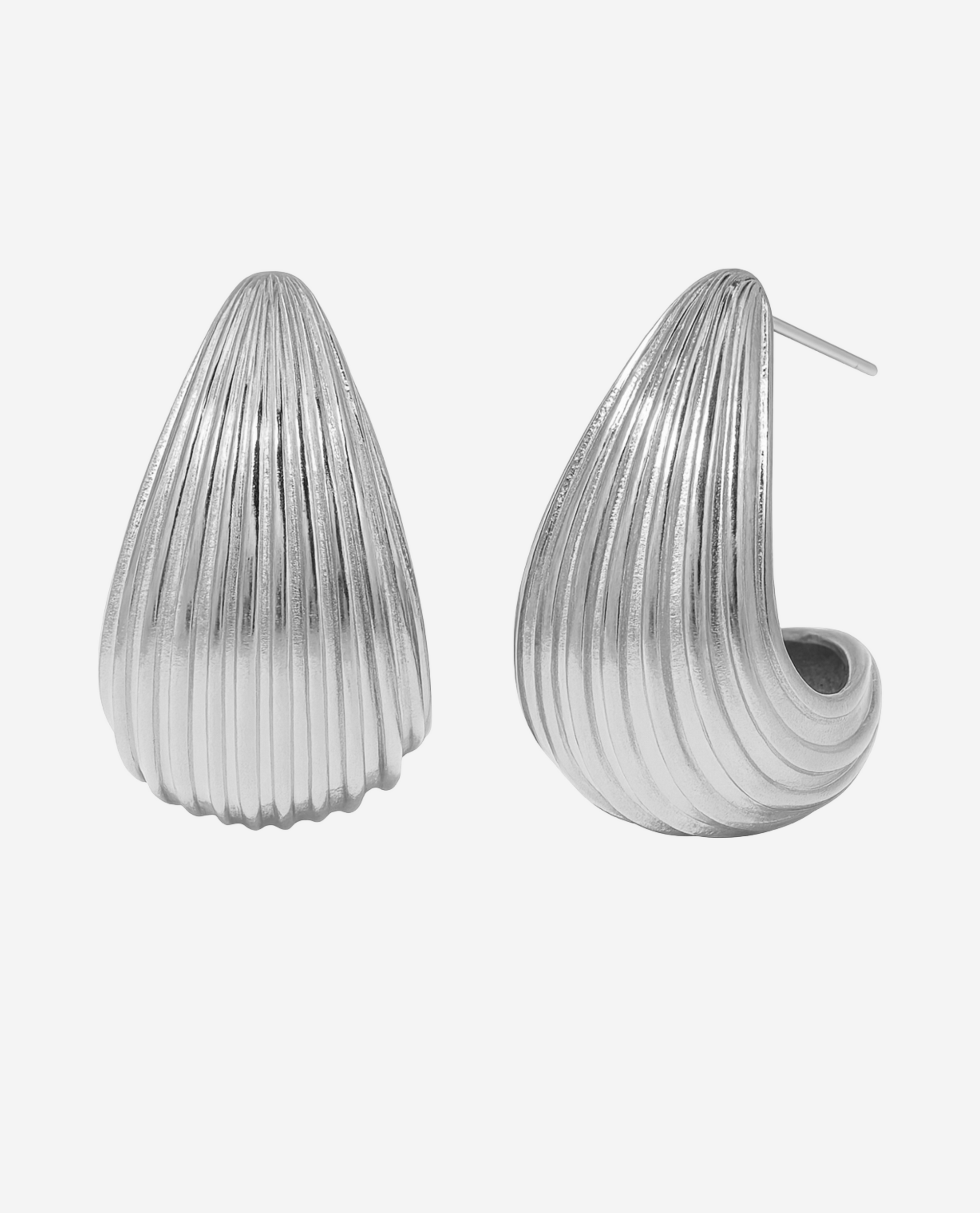 Grooved Drop Earrings - Sølvfarvet