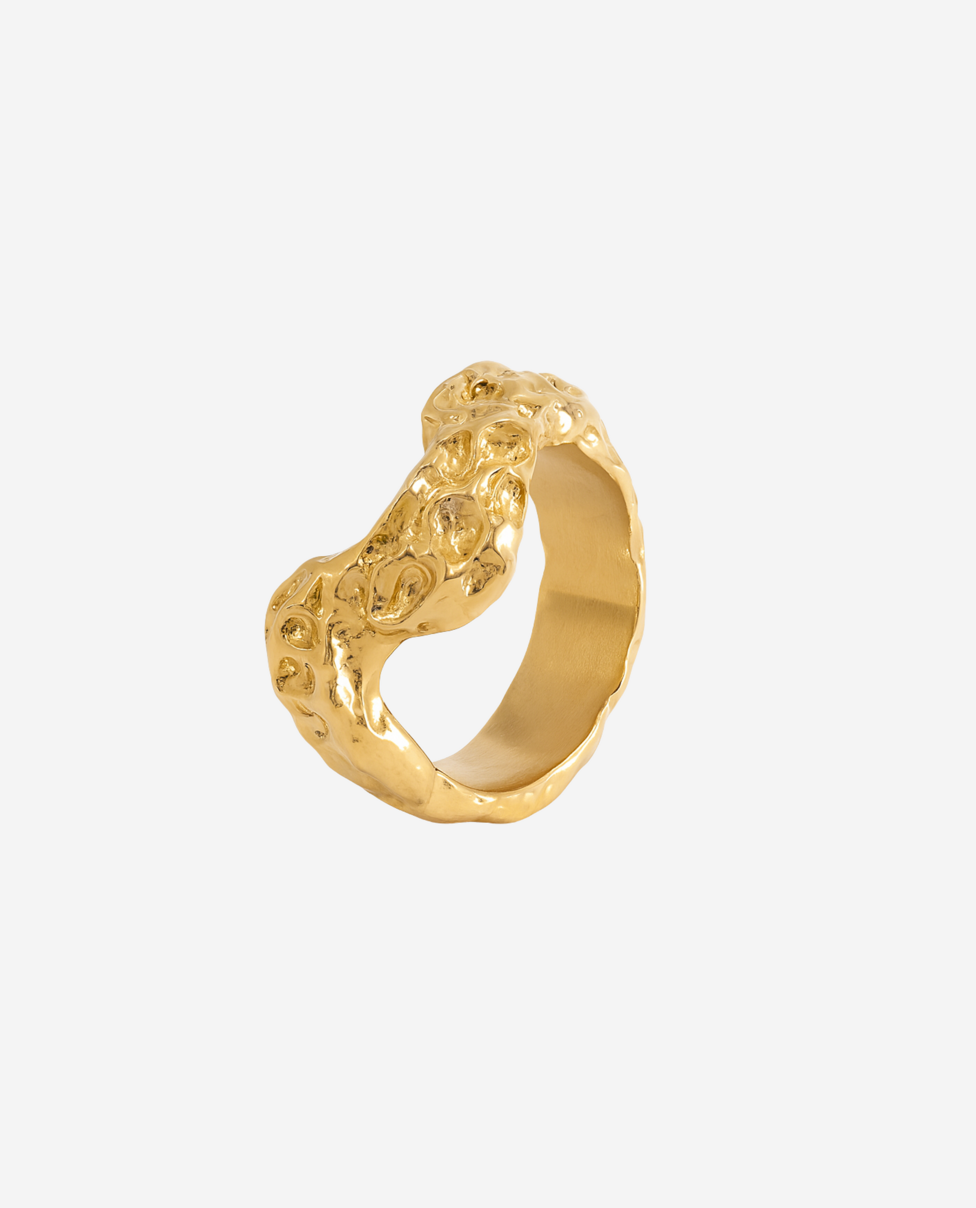 Hammered wave ring - Forgyldt