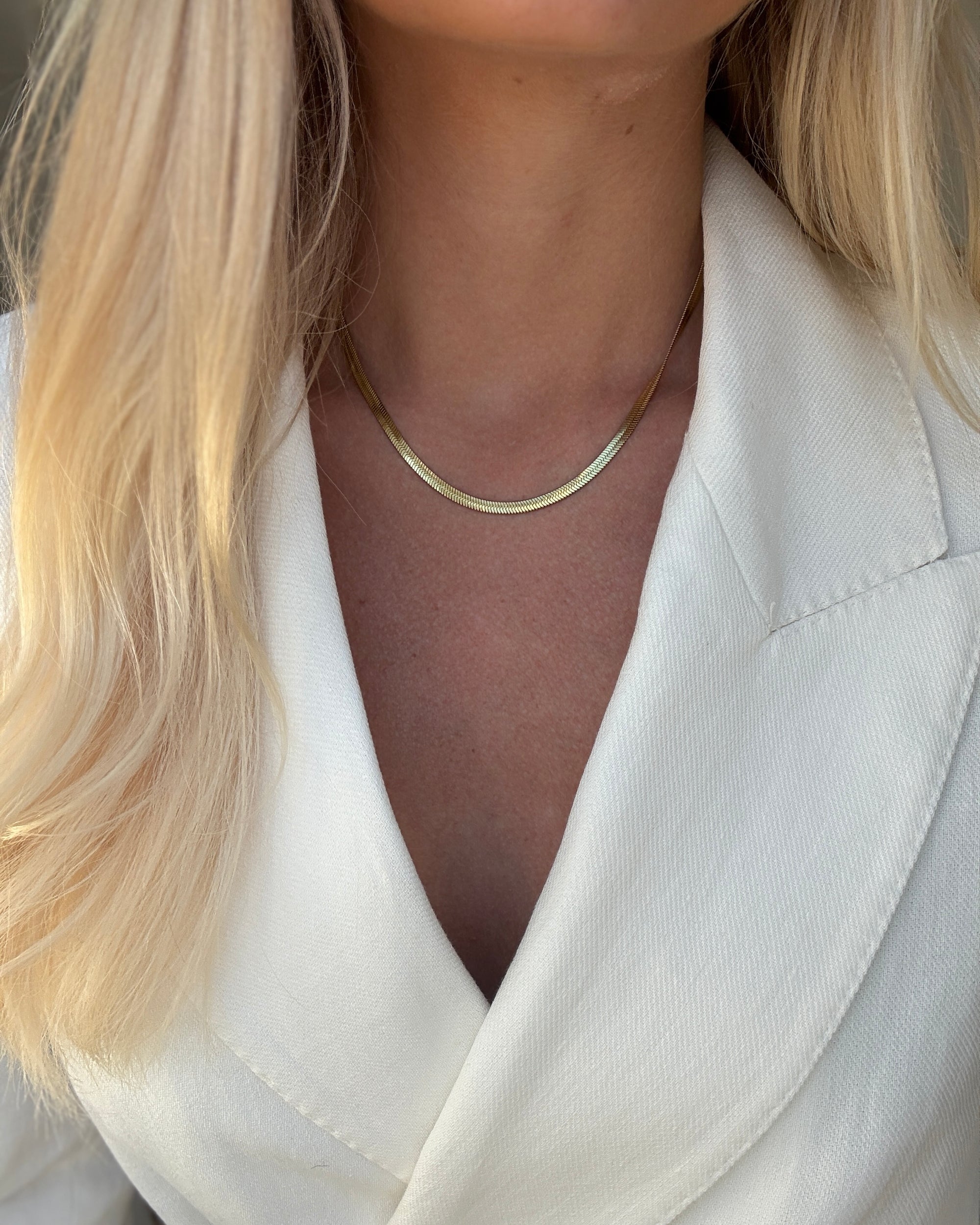 Flat snake chain 4mm - Forgyldt