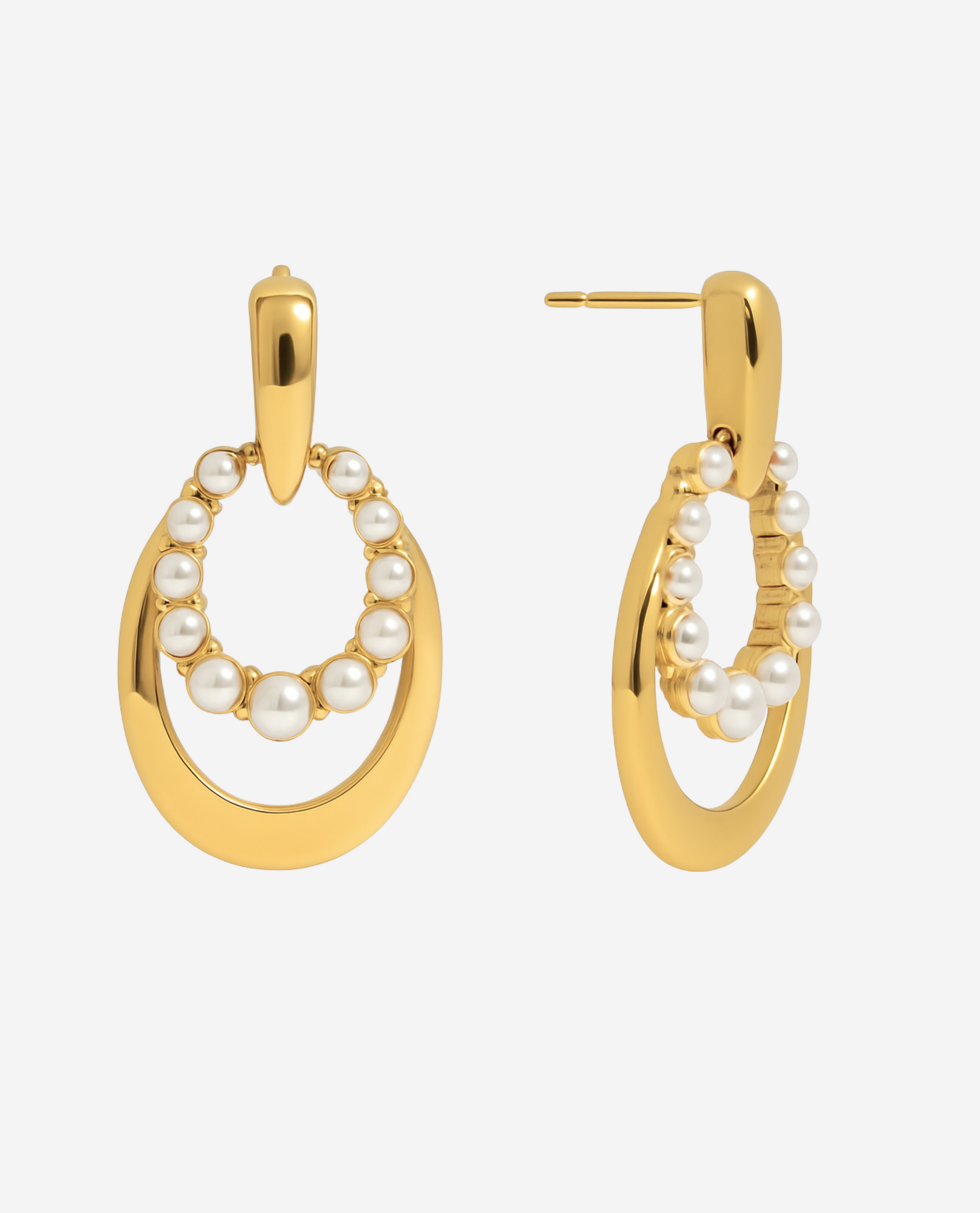 Duo Pearl Earrings - Forgyldt