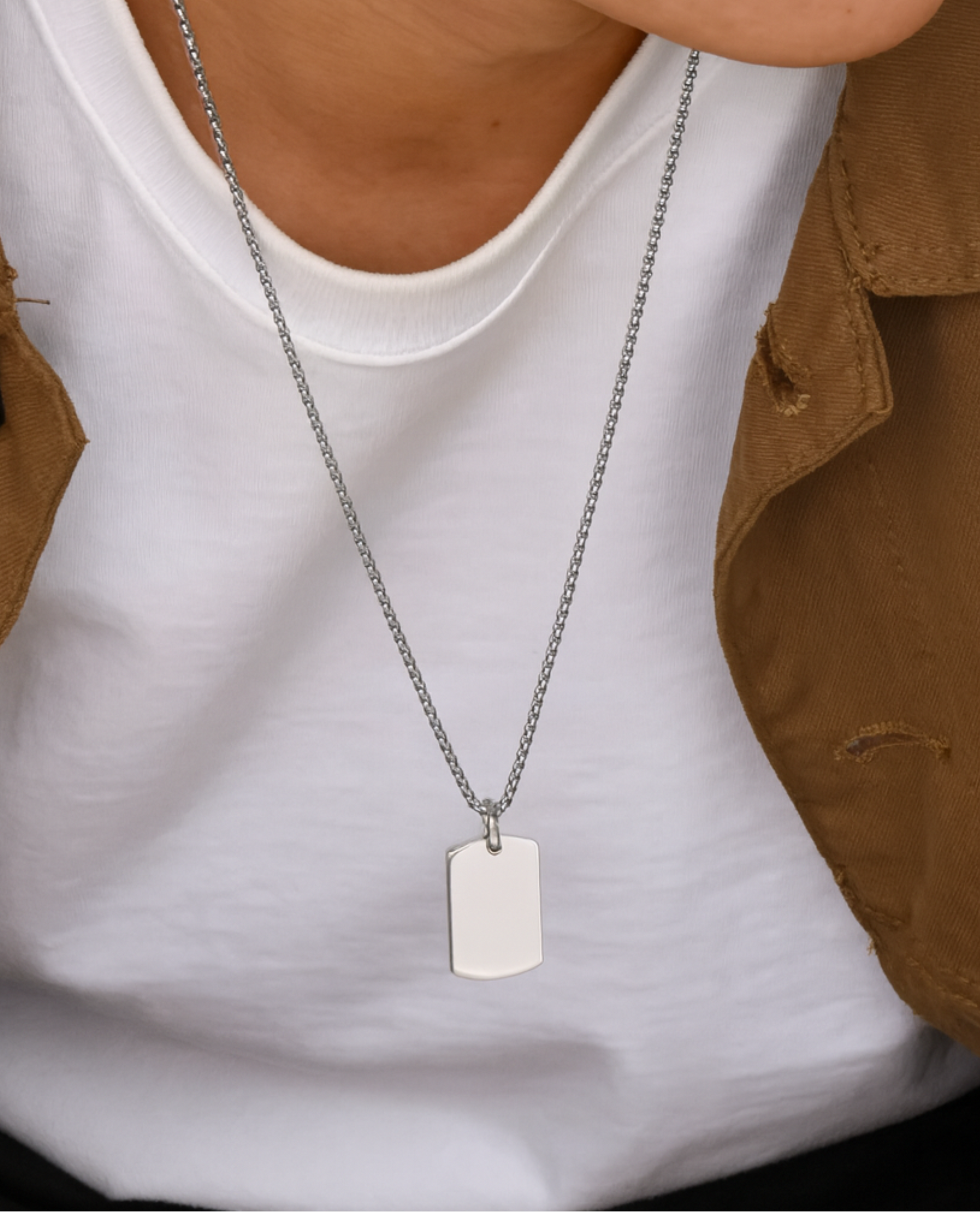 Tag Necklace - Sølvfarvet