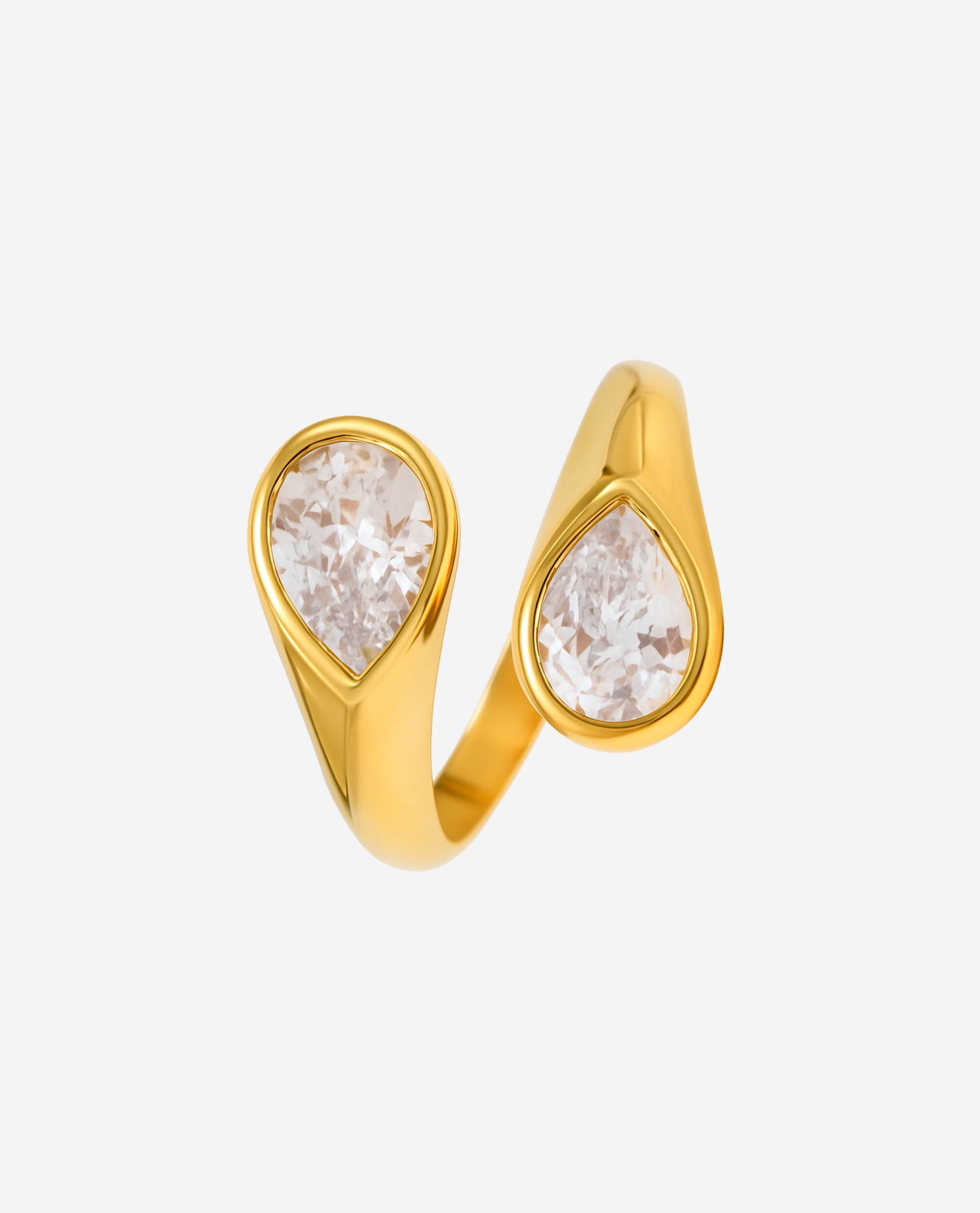 Twin Drop Ring - Forgyldt