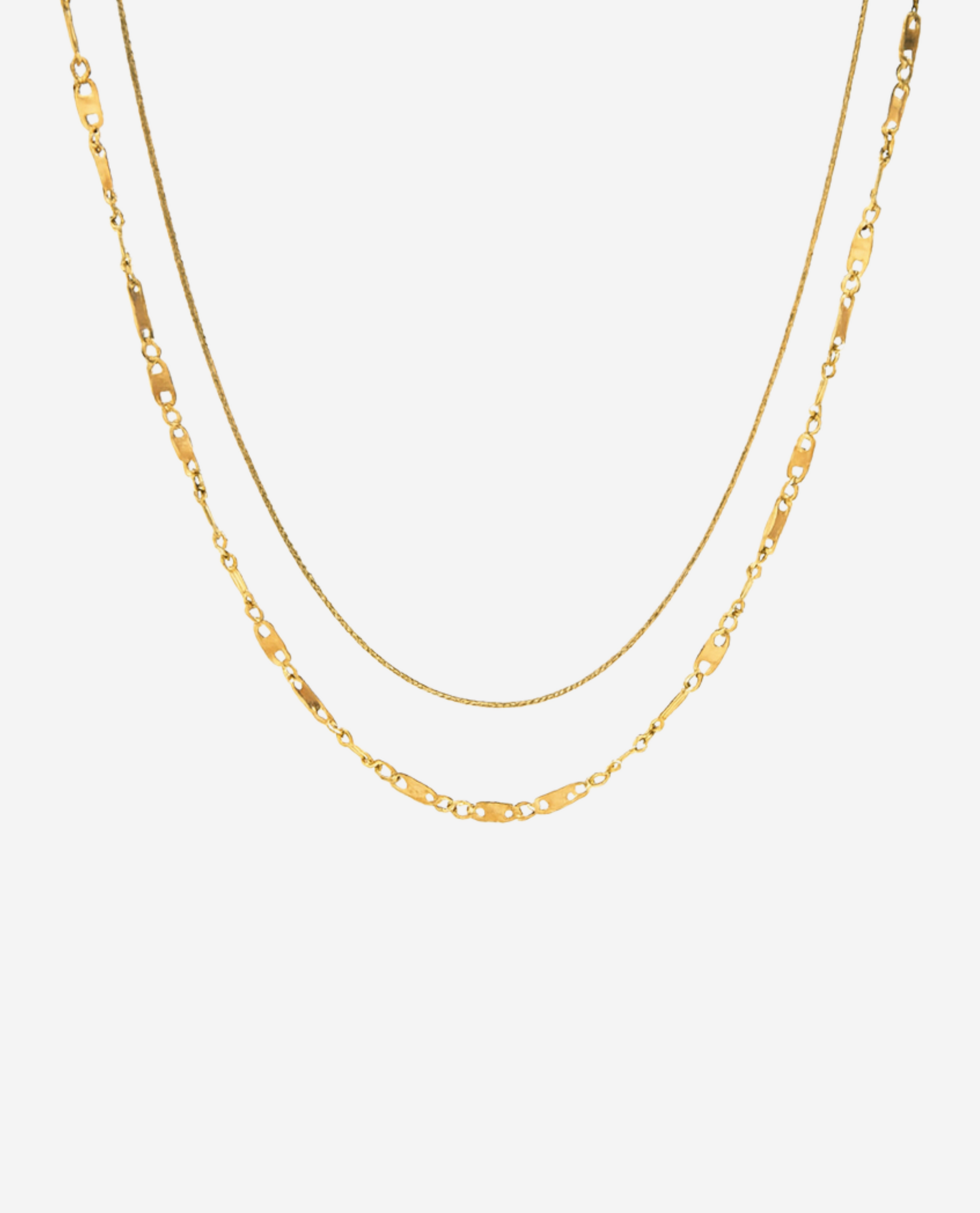 Twin Layer Necklace - Forgyldt