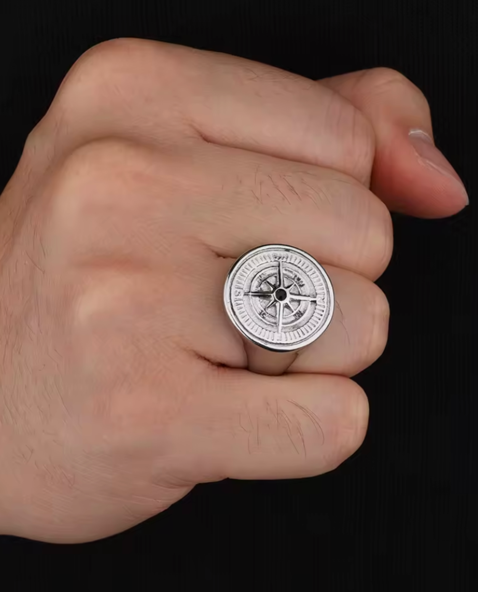 Compass Ring - Sølvfarvet