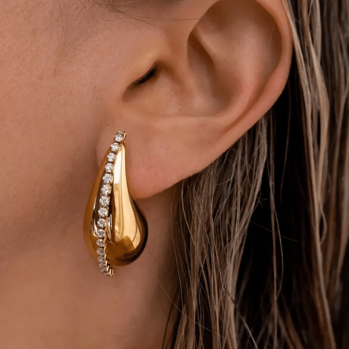 Crystal Teardrop Earrings - Forgyldt - Khaai Studio