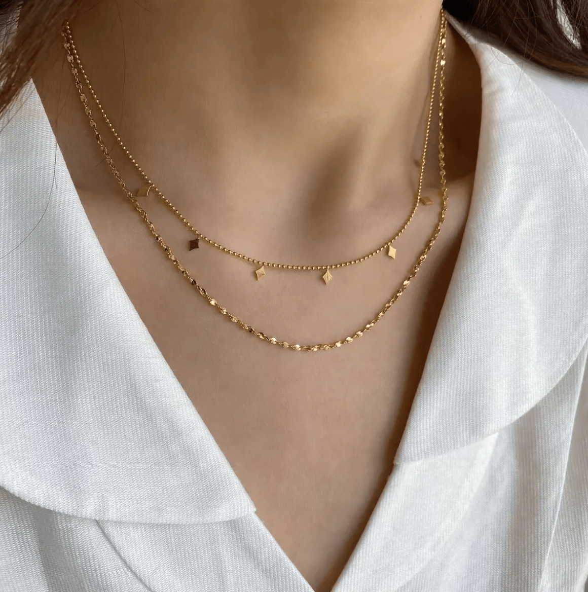 Harlequin Duo Necklace - Forgyldt - Khaai Studio
