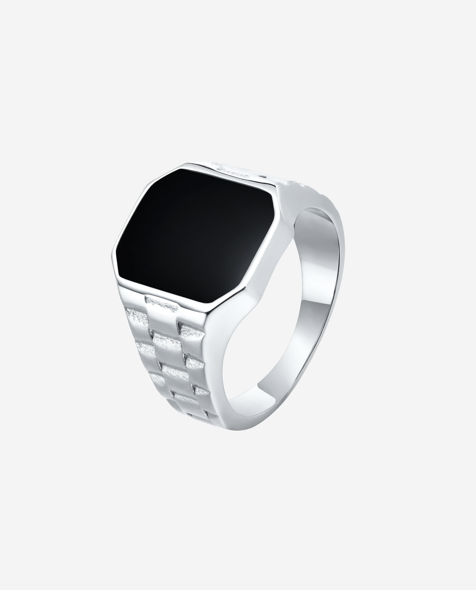 Link Onyx Ring - Sølvfarvet