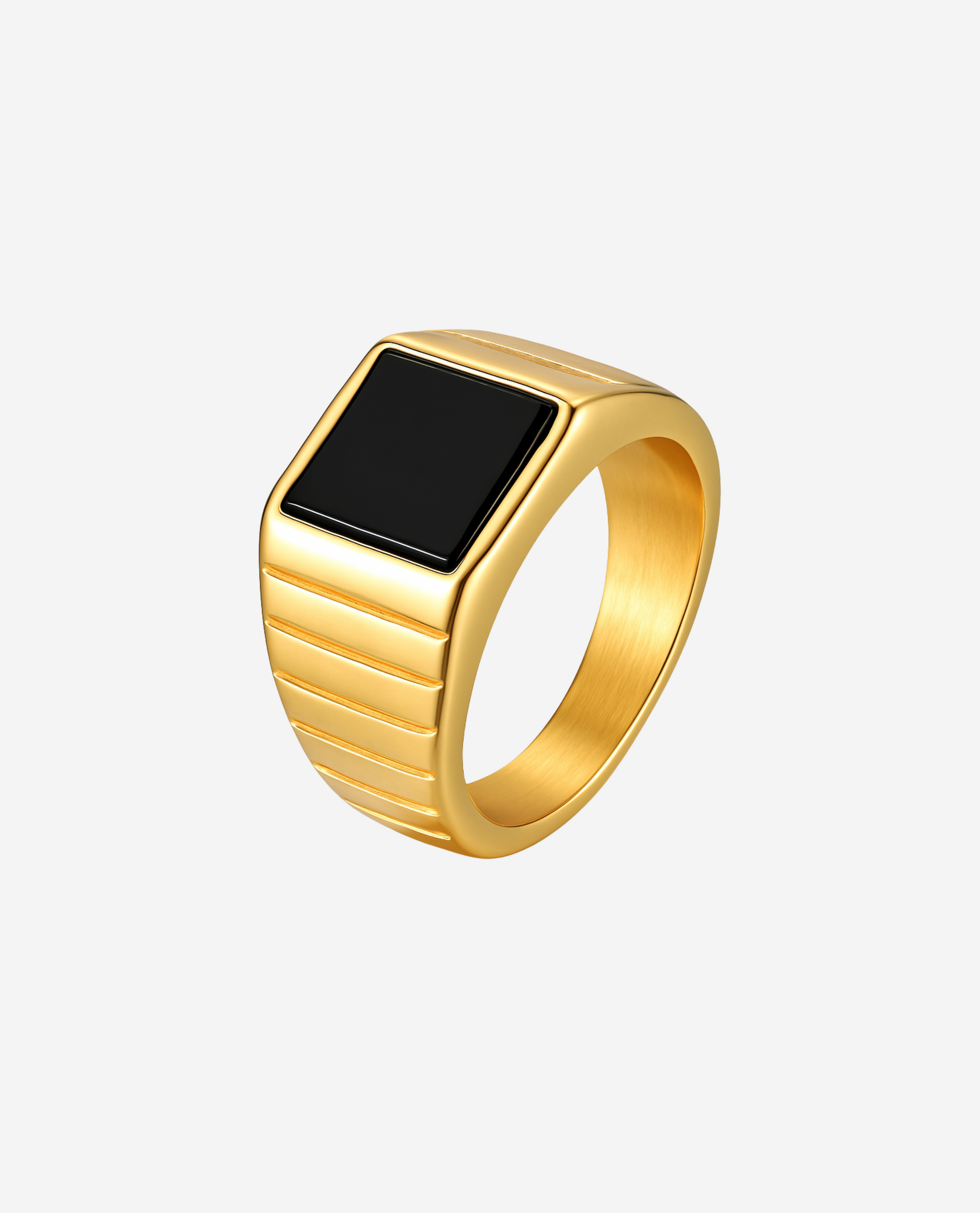 Ridge Onyx Ring - Forgyldt