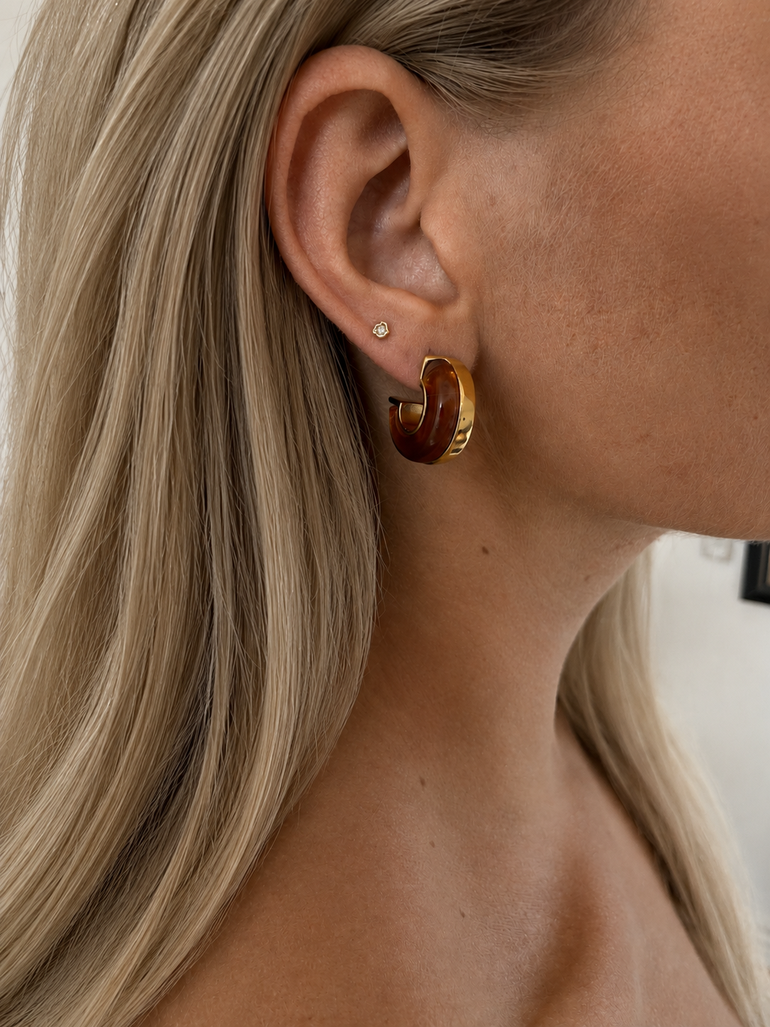 Amber Earrings - Forgyldt
