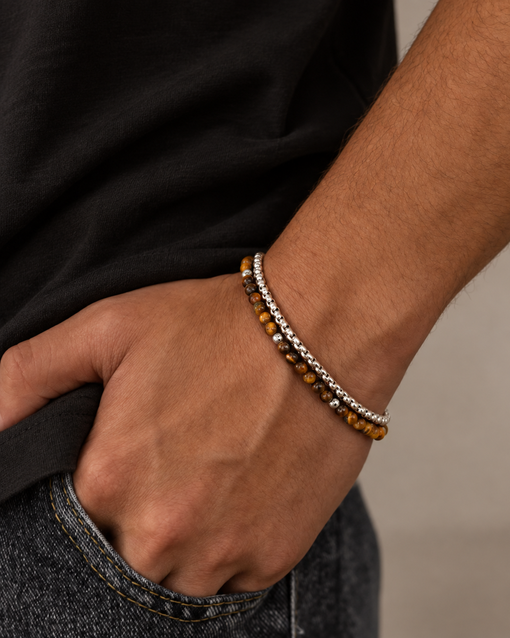 Ares Bracelet - Sølvfarvet/brunt