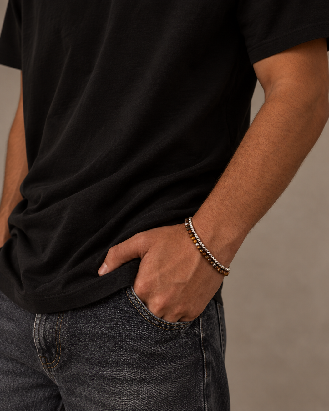 Ares Bracelet - Sølvfarvet/brunt