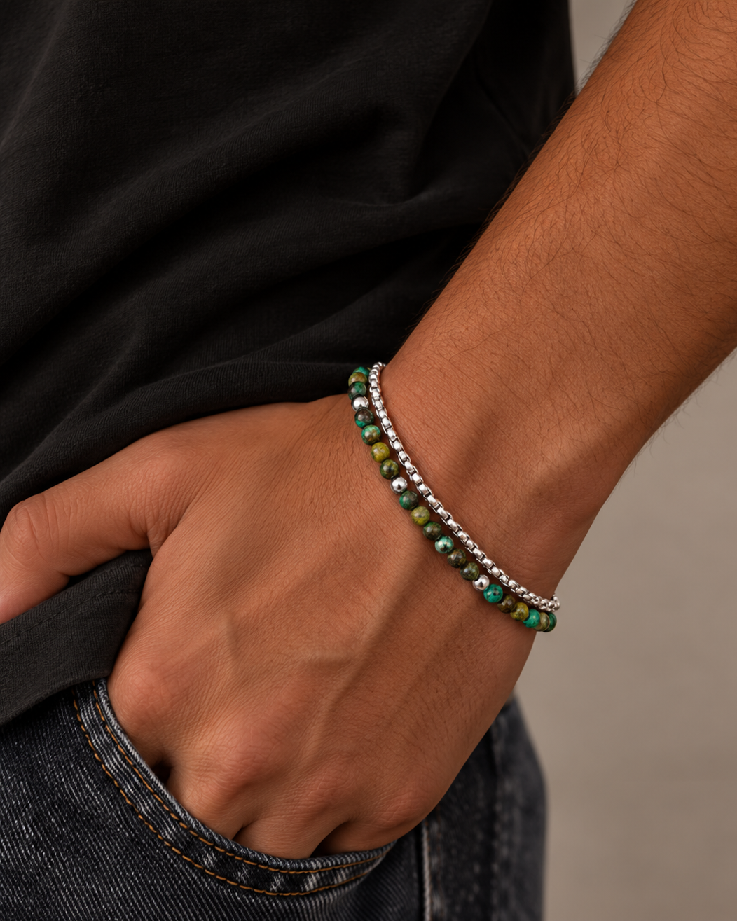 Ares Bracelet - Sølvfarvet/grønt