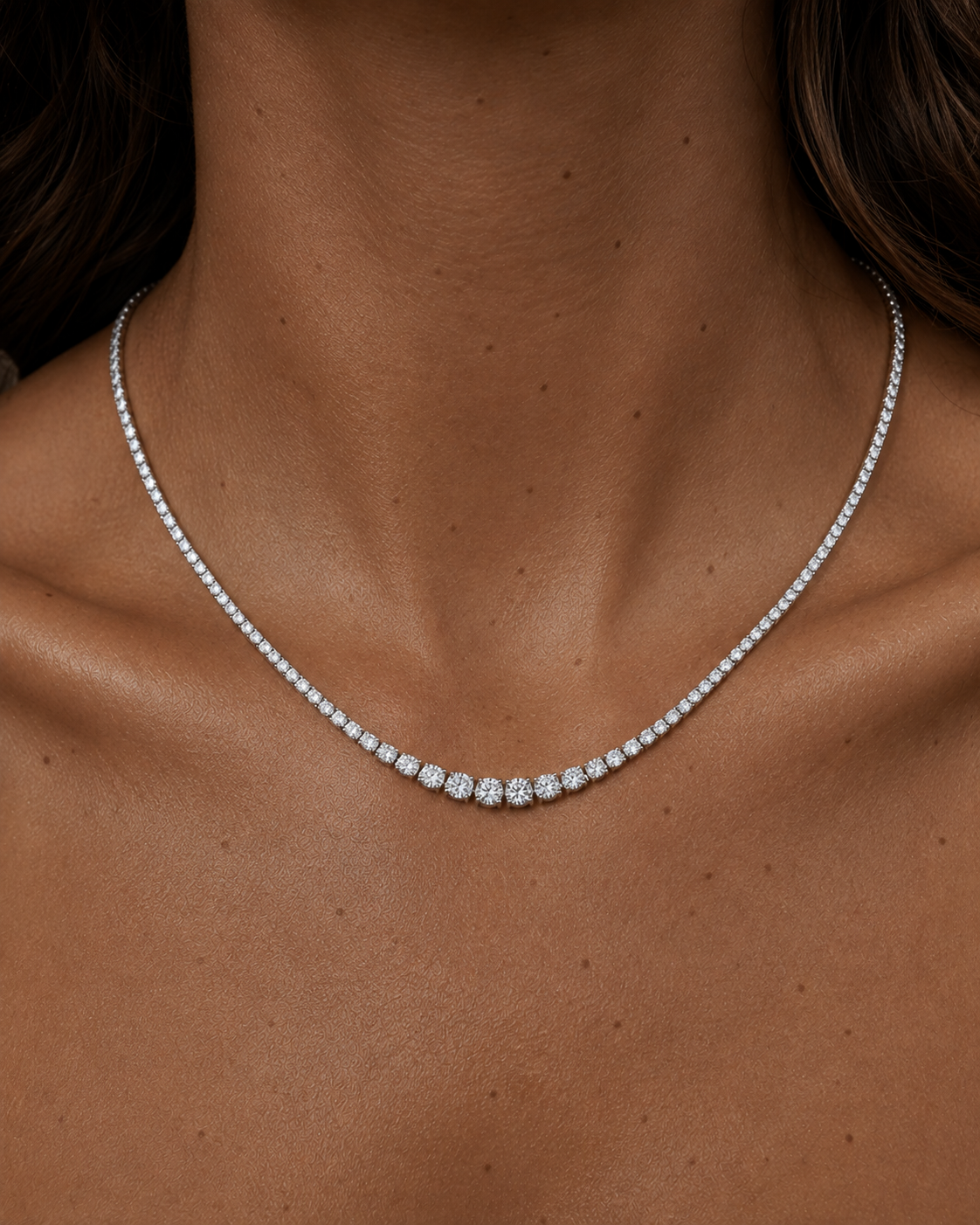 Aurelia Tennis Necklace - Forsølvet