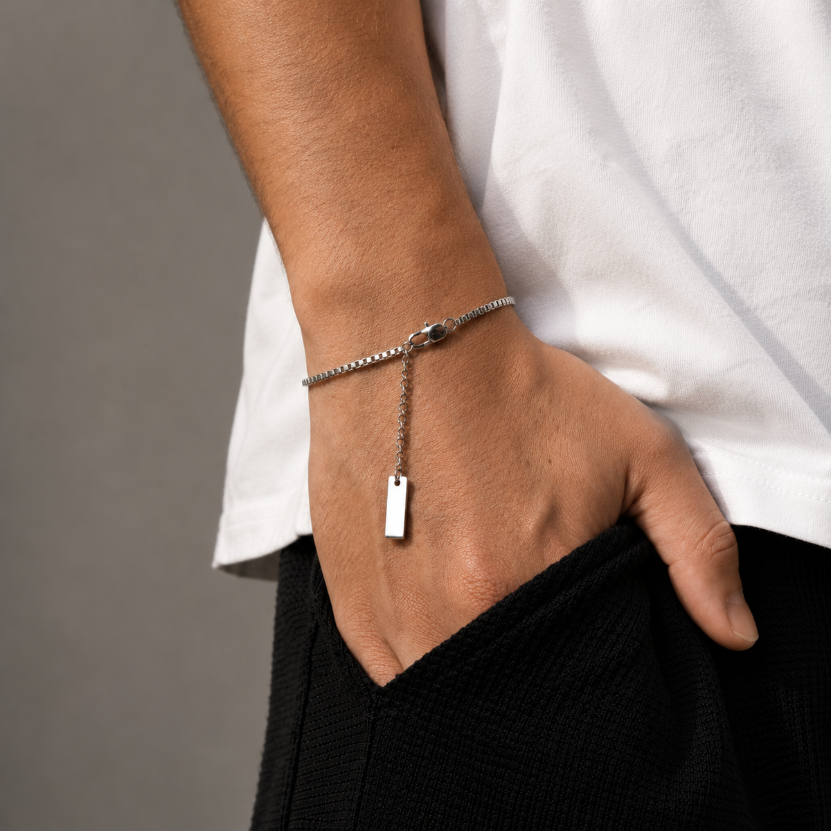 Box Chain herrearmbånd med firkantede kædeled