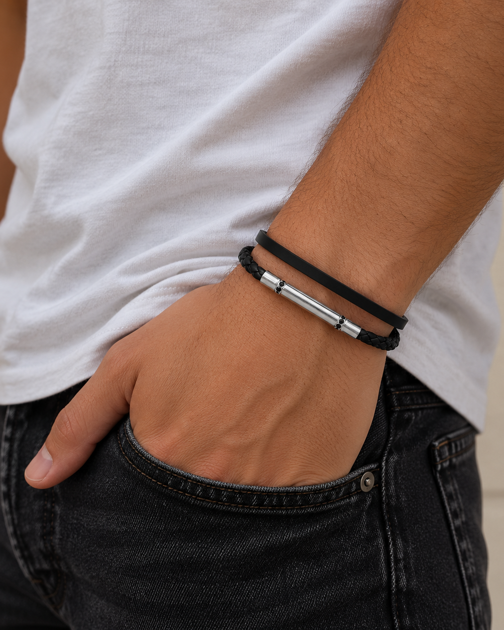 Coal Bracelet - Sølvfarvet/sort