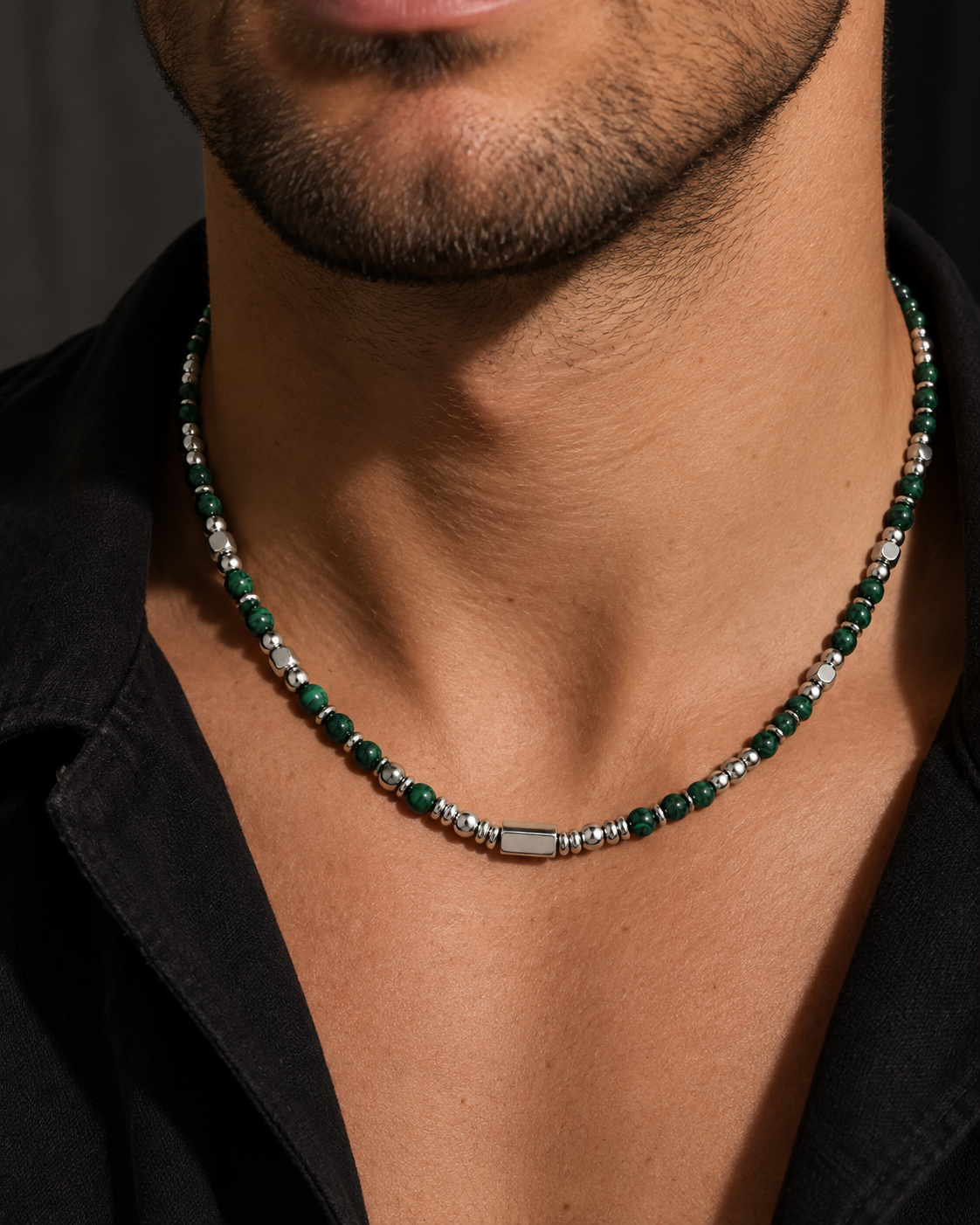 Zayn Necklace - Sølvfarvet/grøn