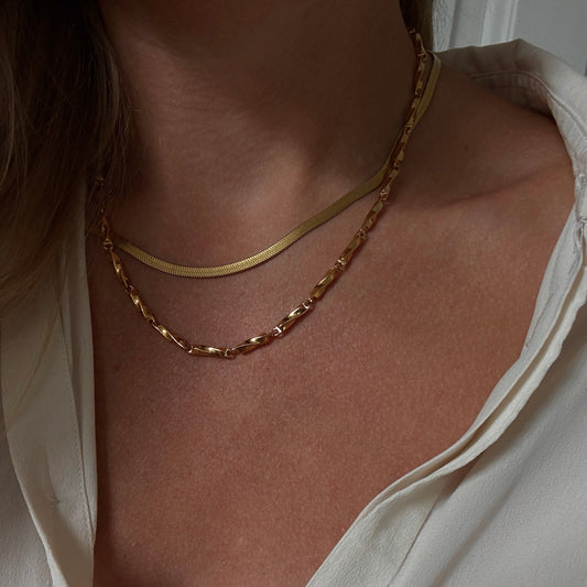 Chunky linked necklace - Forgyldt