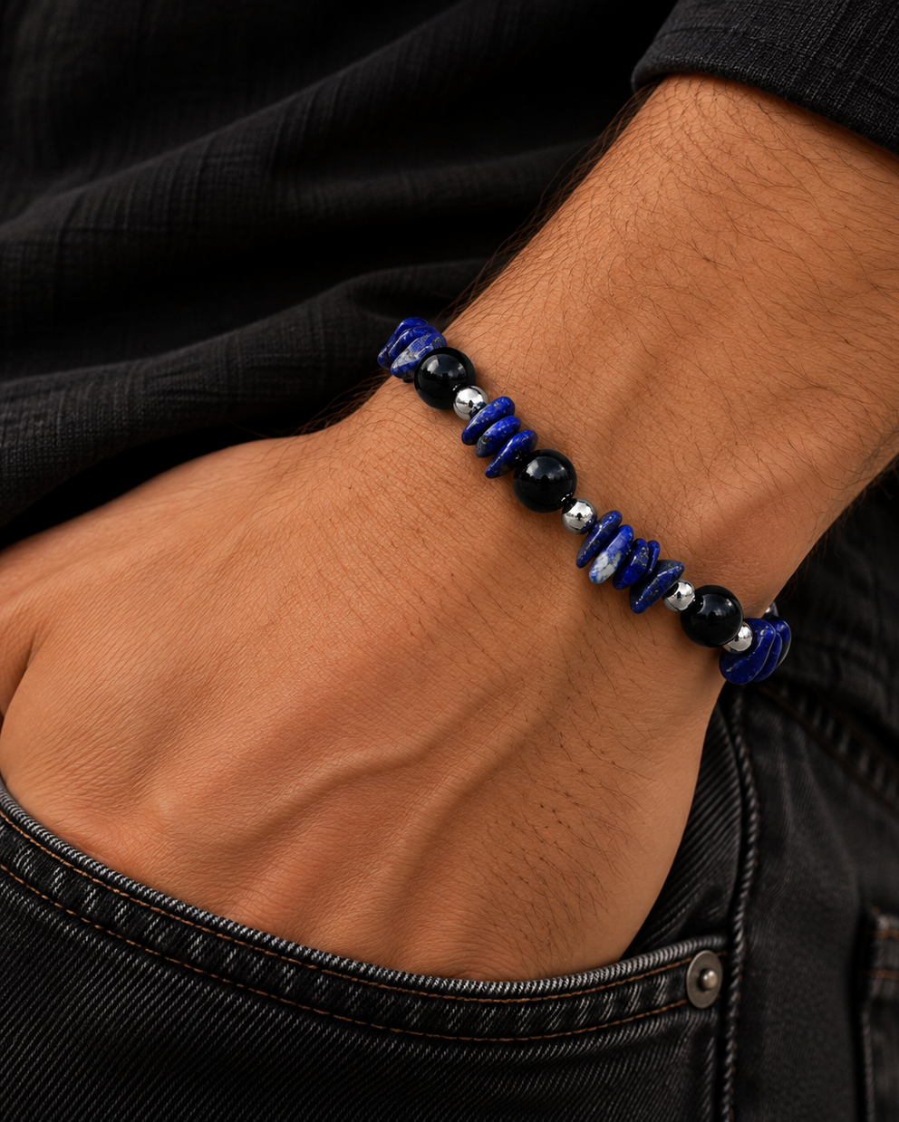 Stone Bracelet - Sølvfarvet/blå