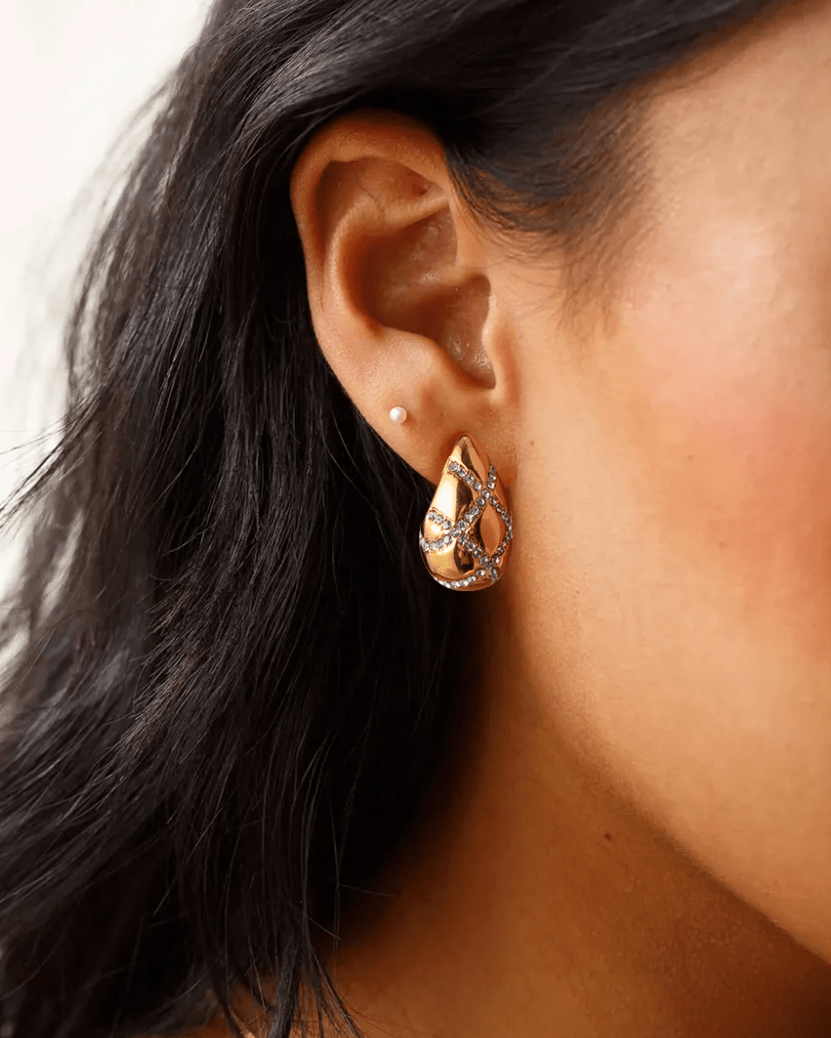 Crystal Drop Earrings - Forgyldt - Khaai Studio