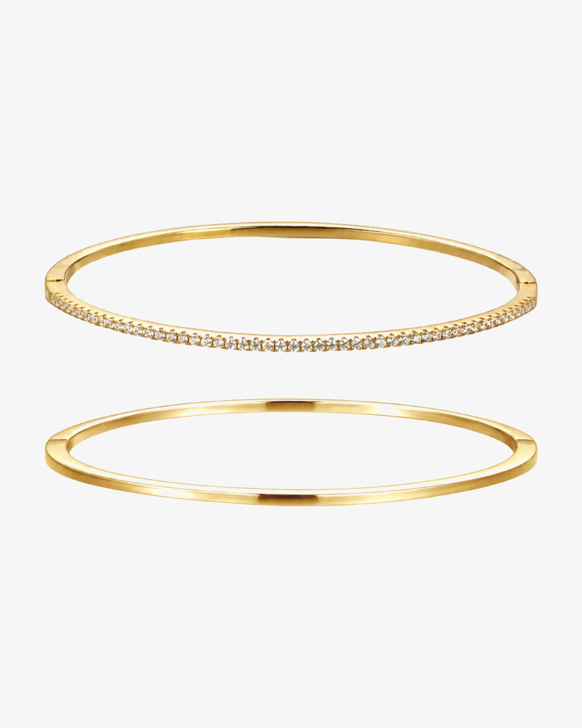 Alasia & Alhena Gift Set med to faste armbånd i forgyldt rustfrit stål