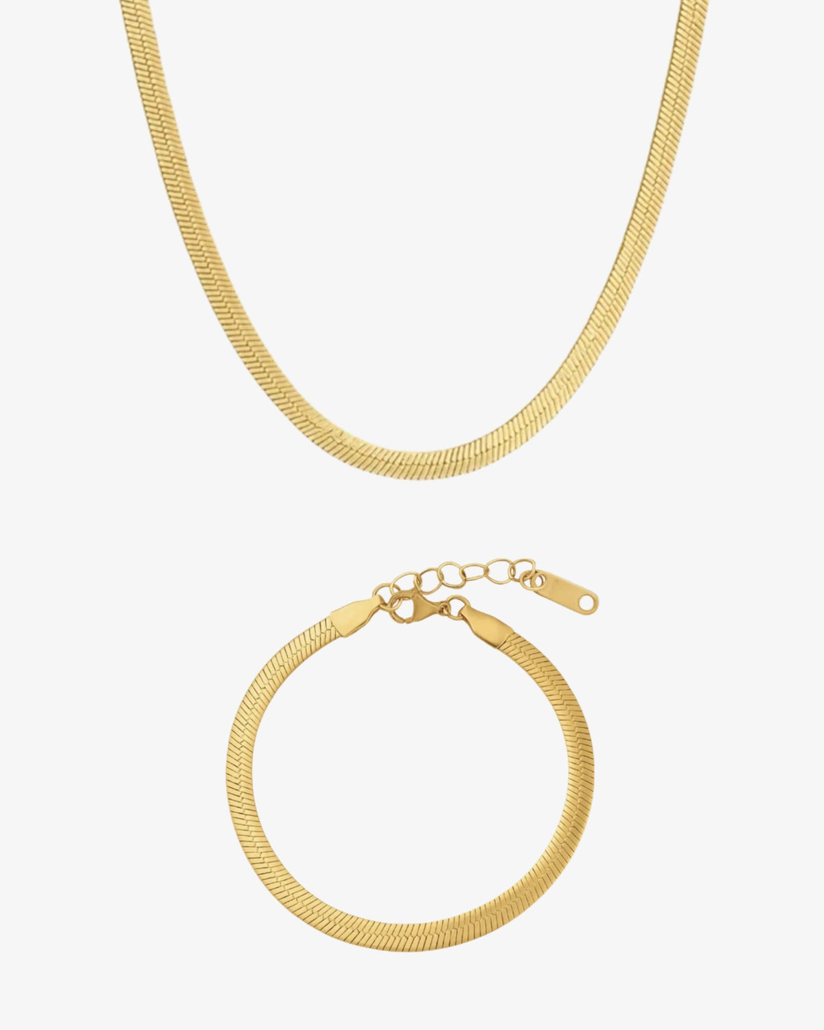 Flat Snake Gift Set med halskæde og armbånd i forgyldt rustfrit stål