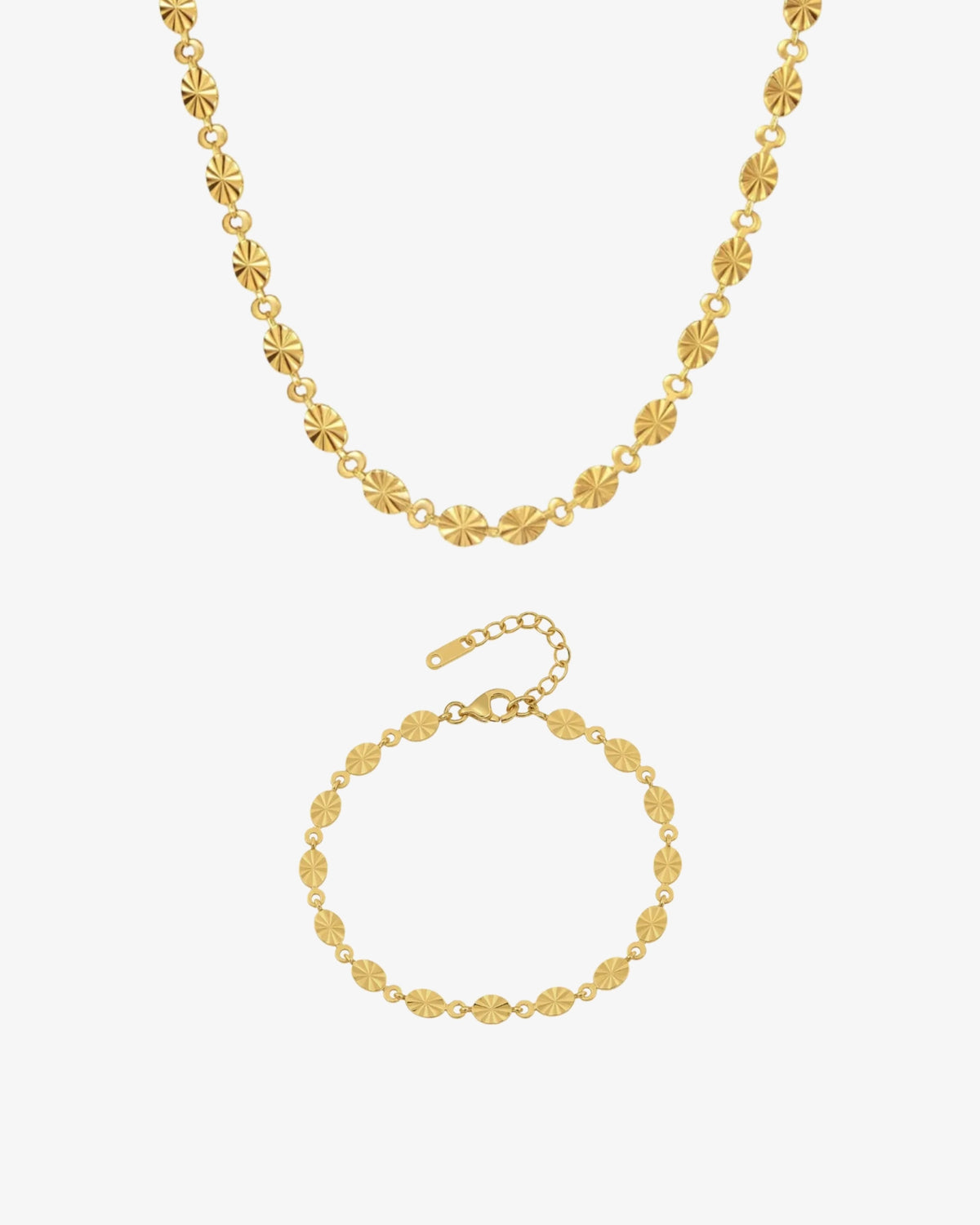 Soleil Gift Set med halskæde og armbånd i forgyldt rustfrit stål