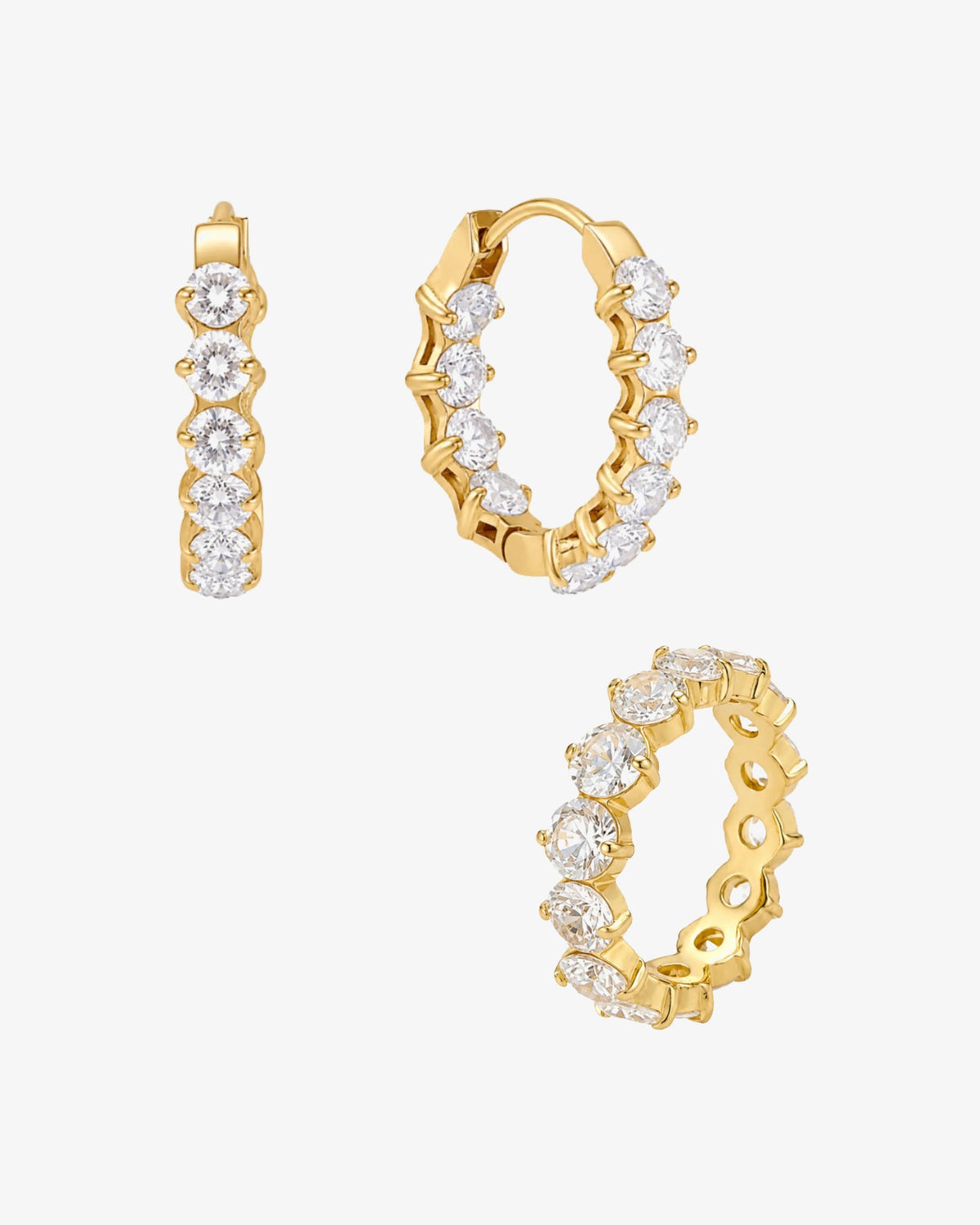 Nemi & Ray Gift Set med hoops og ring i forgyldt rustfrit stål med zirkoner