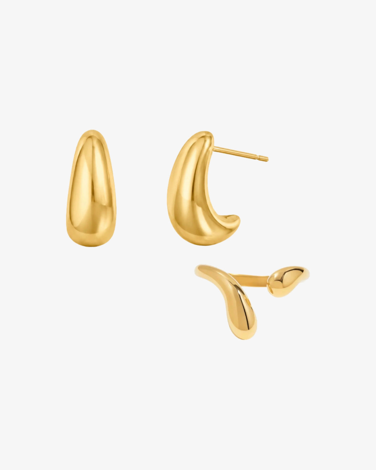 Venice & Elios Gift Set med øreringe og ring i forgyldt rustfrit stål