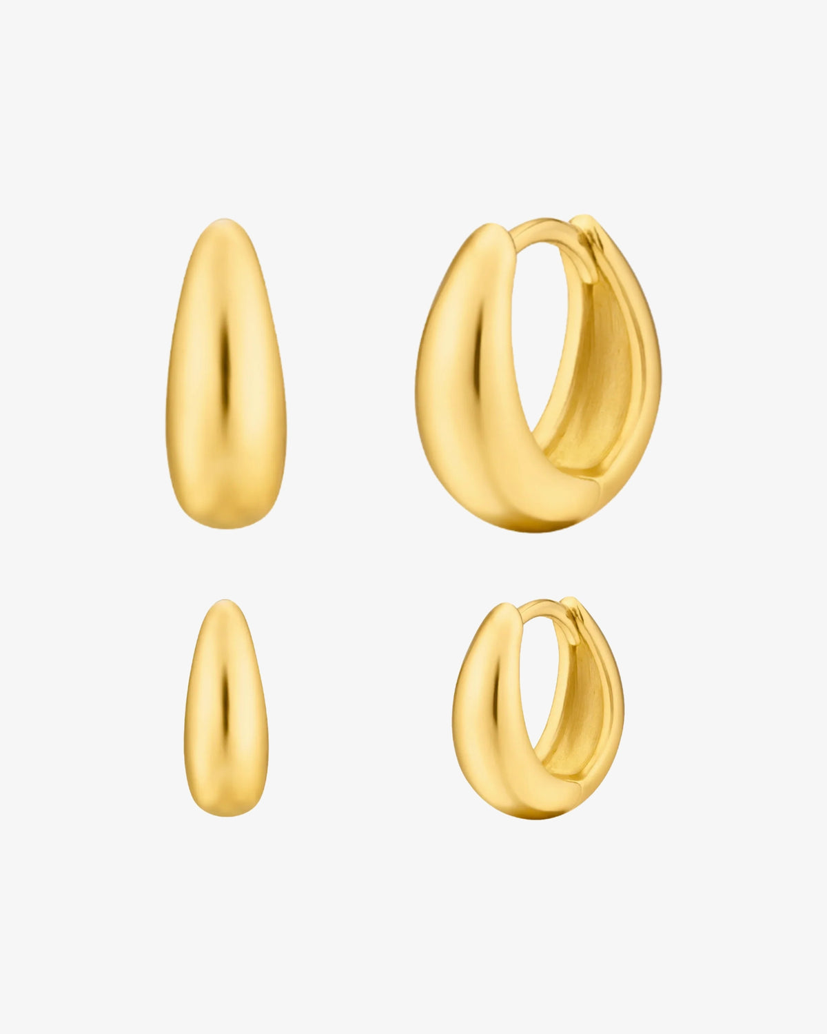 Ease Earrings Stack Set med forgyldte hoops i størrelse S og L