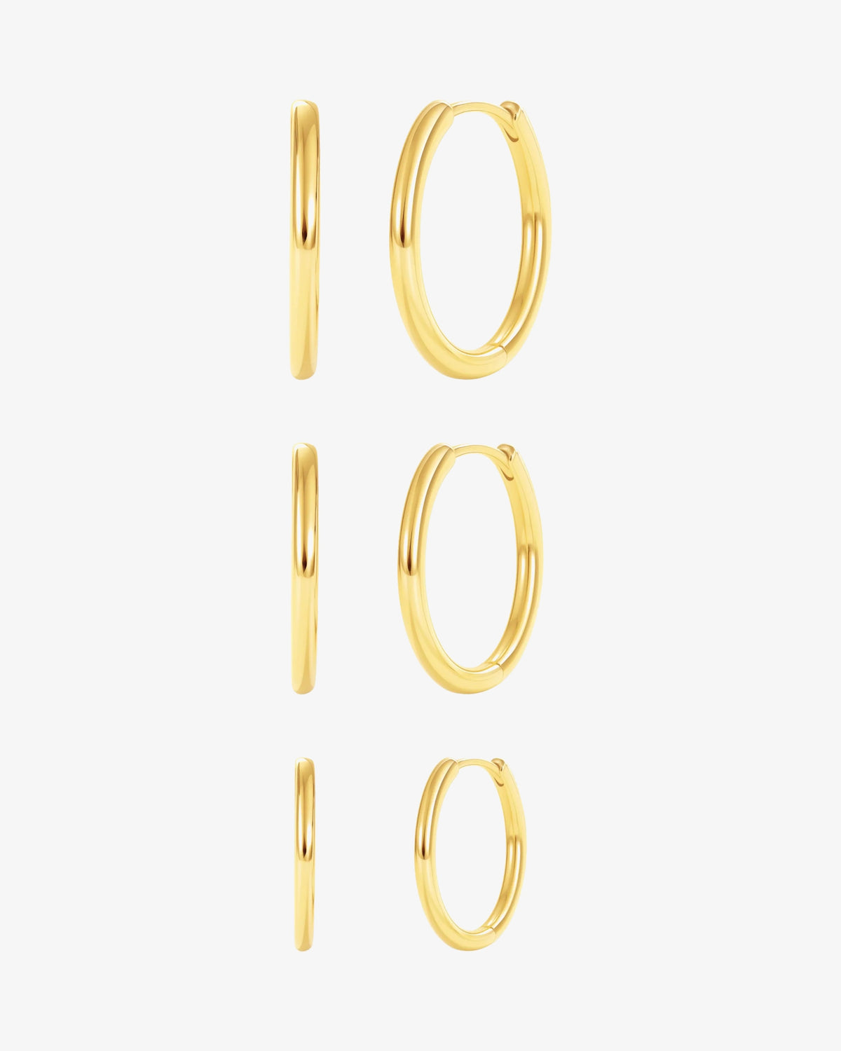 Essential Earrings Stack Set med tre par vandfaste forgyldte hoops