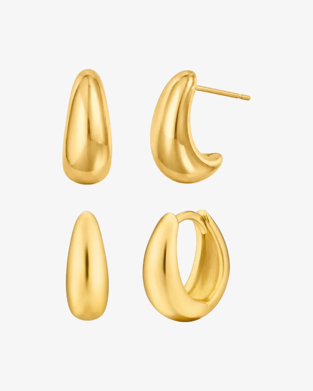 Venice & Ease Earrings Stack Set med tre par forgyldte hoops
