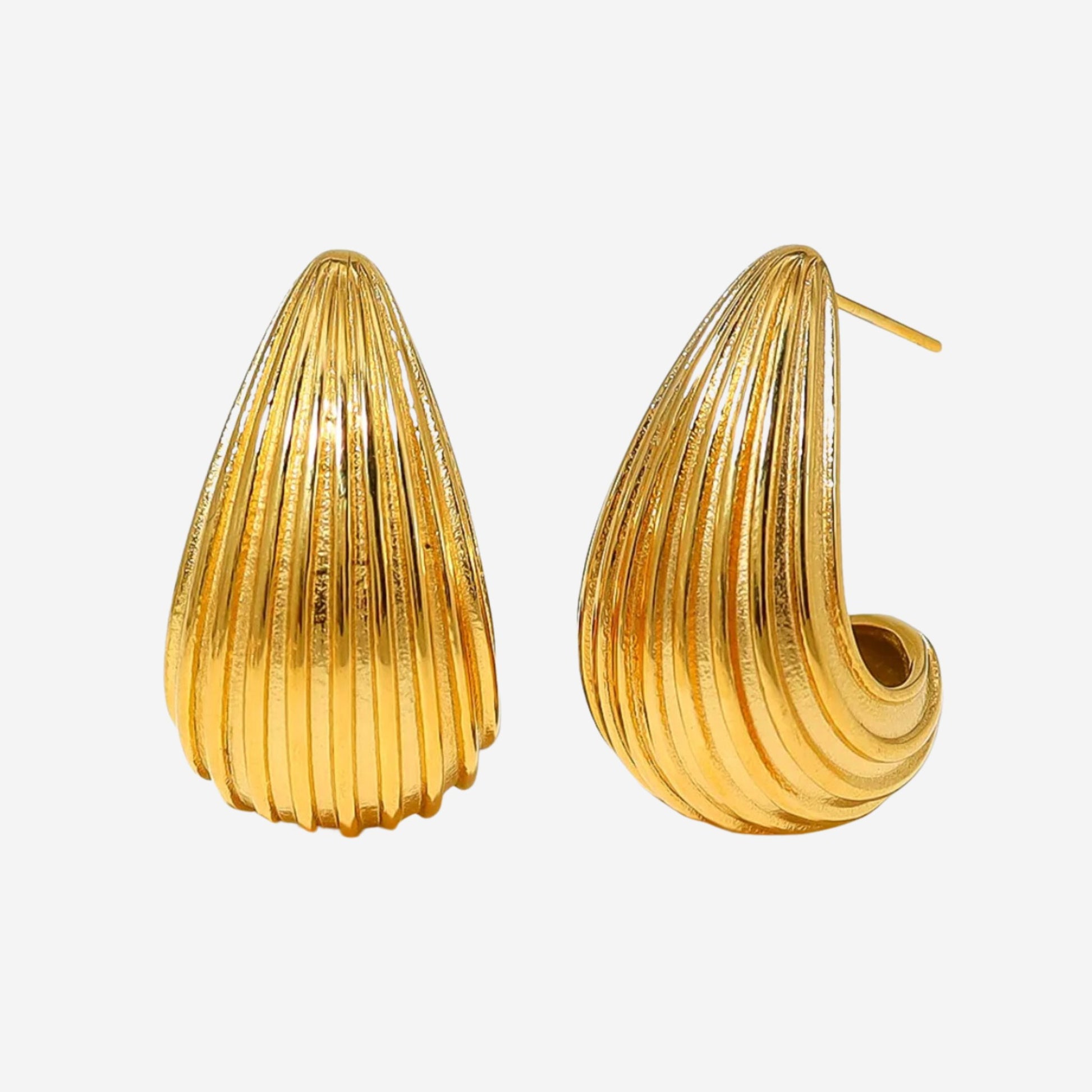 Grooved Drop Earrings - Forgyldt - Khaai Studio