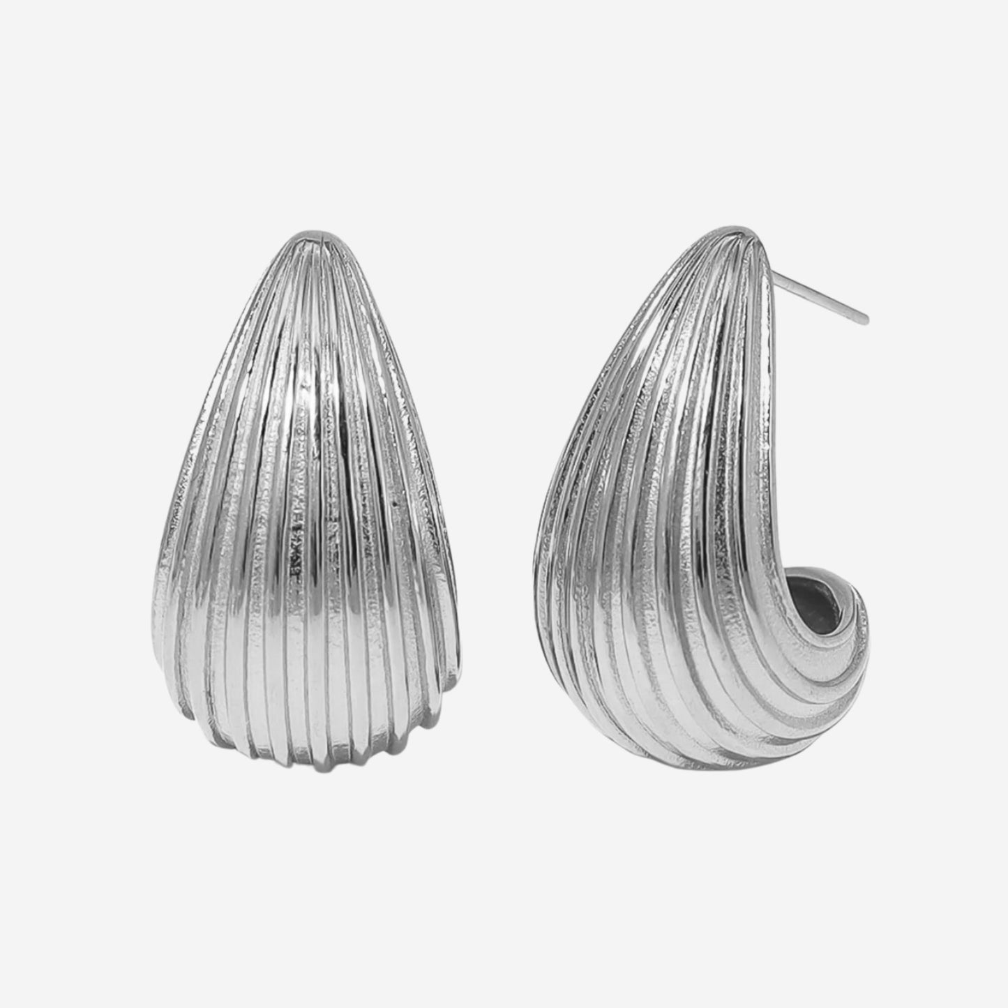 Grooved Drop Earrings - Sølvfarvet - Khaai Studio