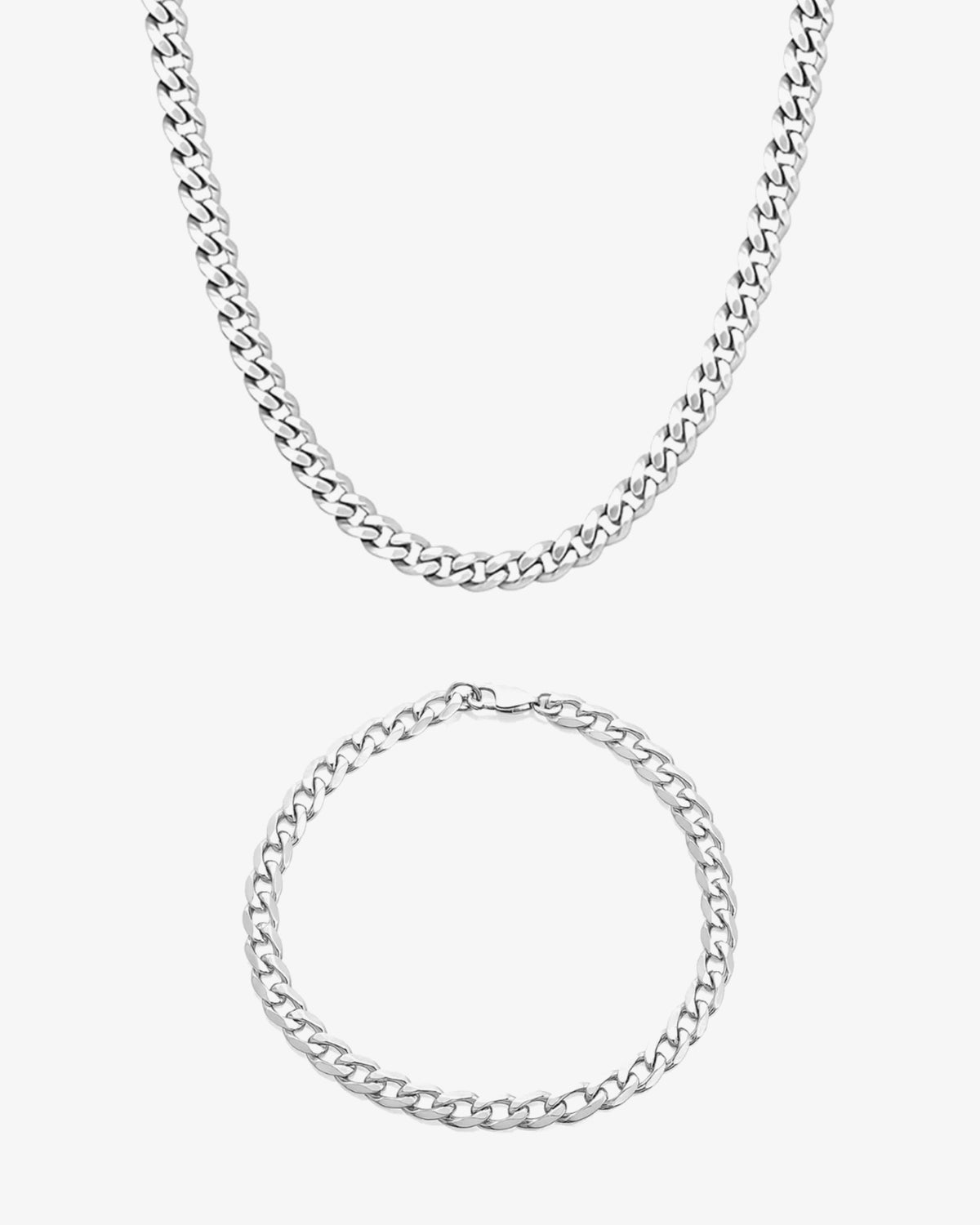 Rogue Bracelet & Chain Gift Set i sølvfarvet stål – halskæde og armbånd